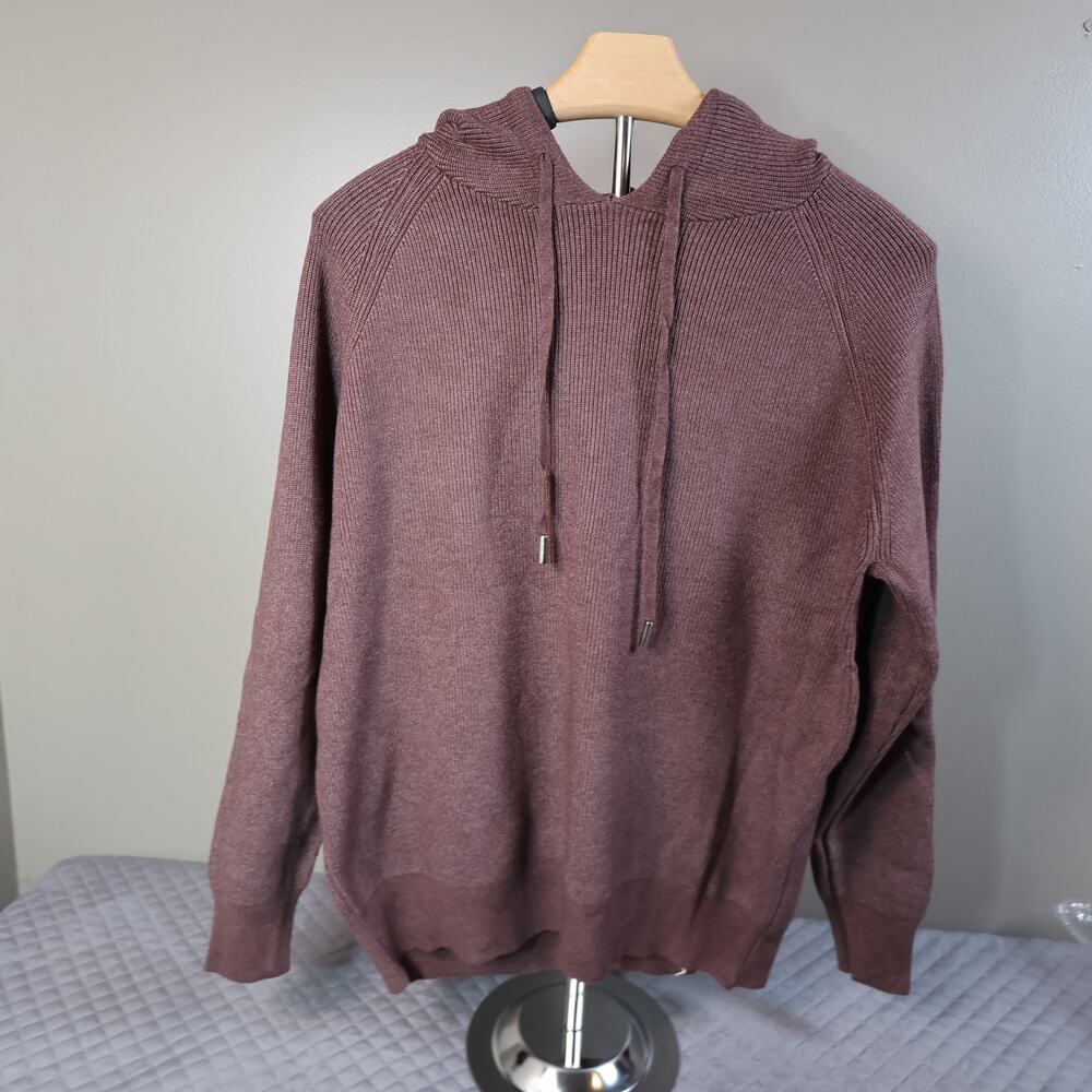 NWT Y2K Coffee Brown Ribbed Hoodie Sweater XL Fits M Cozy Softcore - Picture 2 of 14